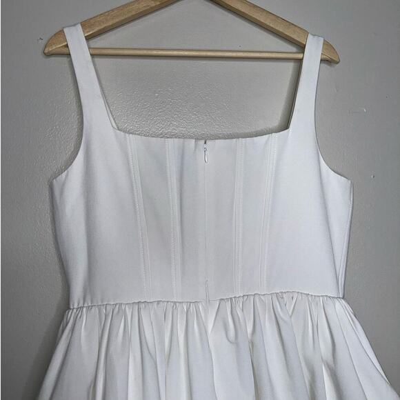 Staud Landscape Corset Mini Dress White Size 12 Babydoll Tulle Skirt - Picture 9 of 11